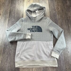 The North Face Half Done Quilted Pullover Hoodie Gray Center Logo Women's Size M